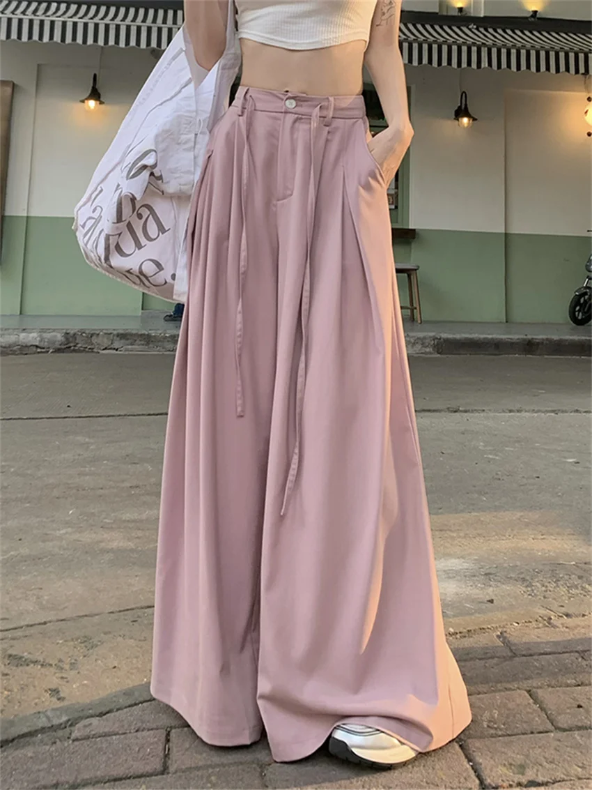 

Alien Kitty Women Pants Casual Solid Minimalist New 2023 Stylish Loose Chic Work Wear Trousers Wide Leg Office Lady Summer