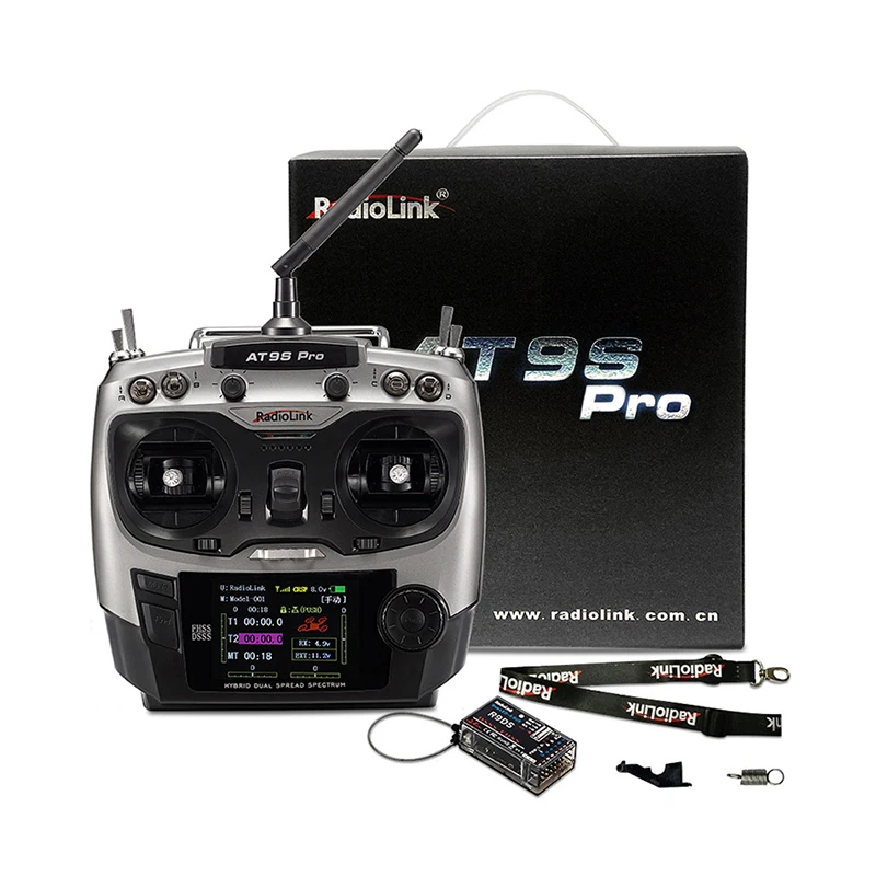 Radiolink AT9S Pro TX 10/12CH RC Controlador de rádio Transmissor RC com receptor R9DS RX 2.4G para RC FPV Racing Drone