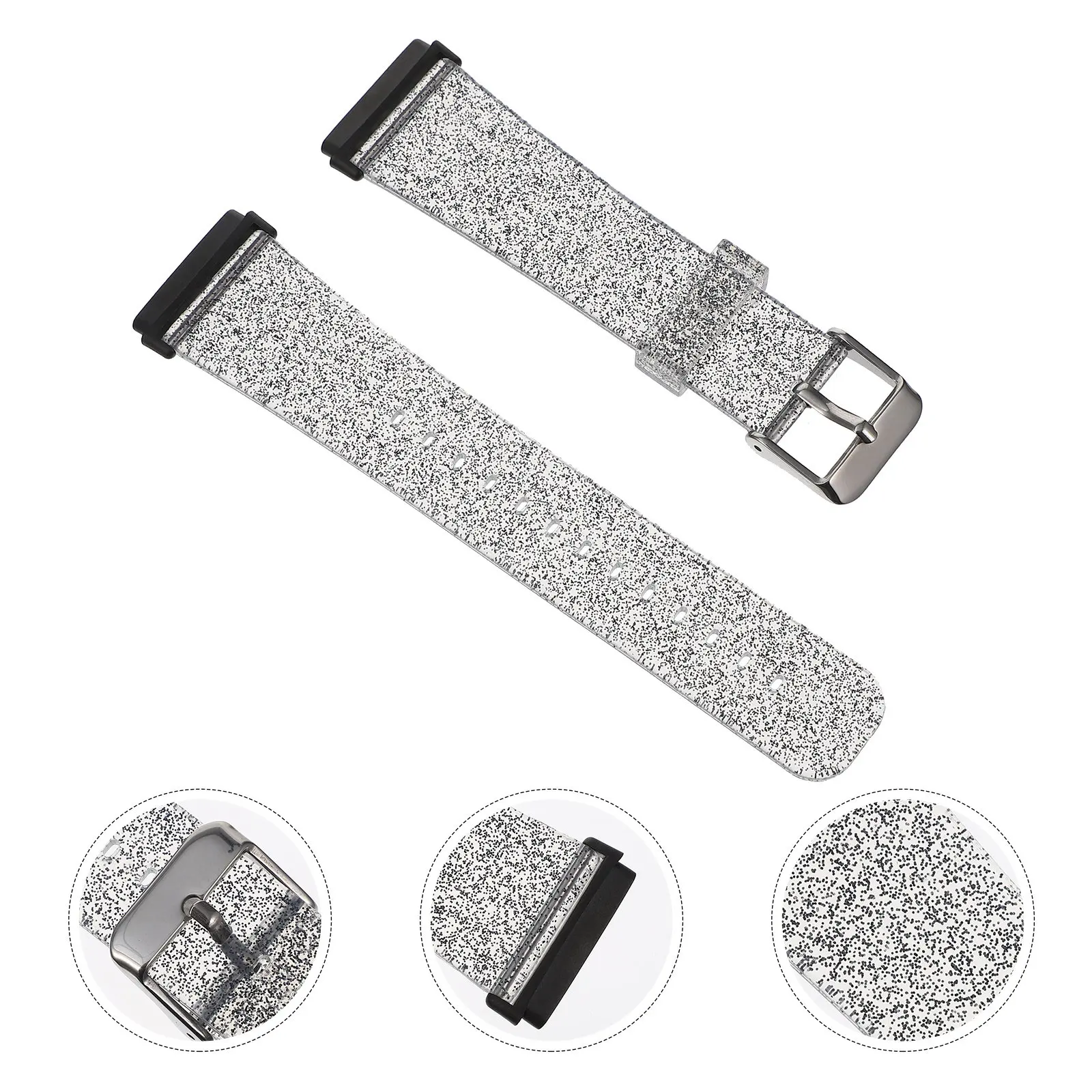 

Shiny Glitter Watch Strap for 3 Adjustable Silicone Replacement Band Bling Wristband Fashion Watch Accessory