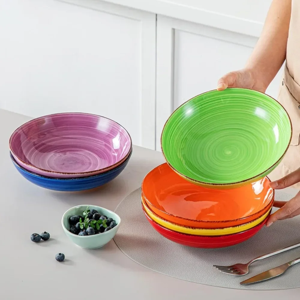 

Utensils for Kitchen Microwave & Dishwasher Safe Soup Bowls 38 Oz Plates Dinner Sets Free Shipping Tableware Assorted Colors Bar