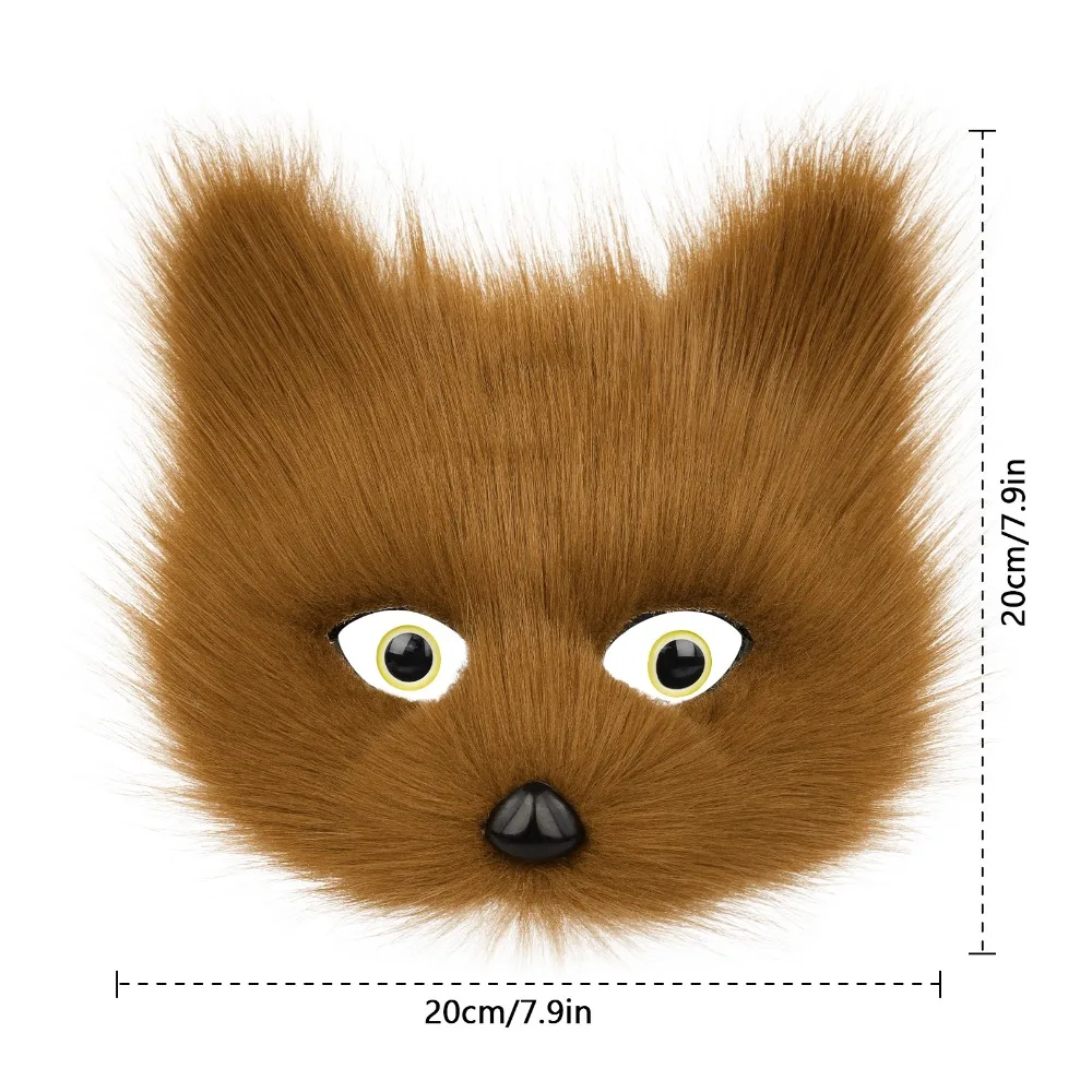 Medieval Viking Plush Animal Fox Wolf Mask Plush Cat Half Face Masks Halloween Party Cosplay Costumes Props Accessories 2