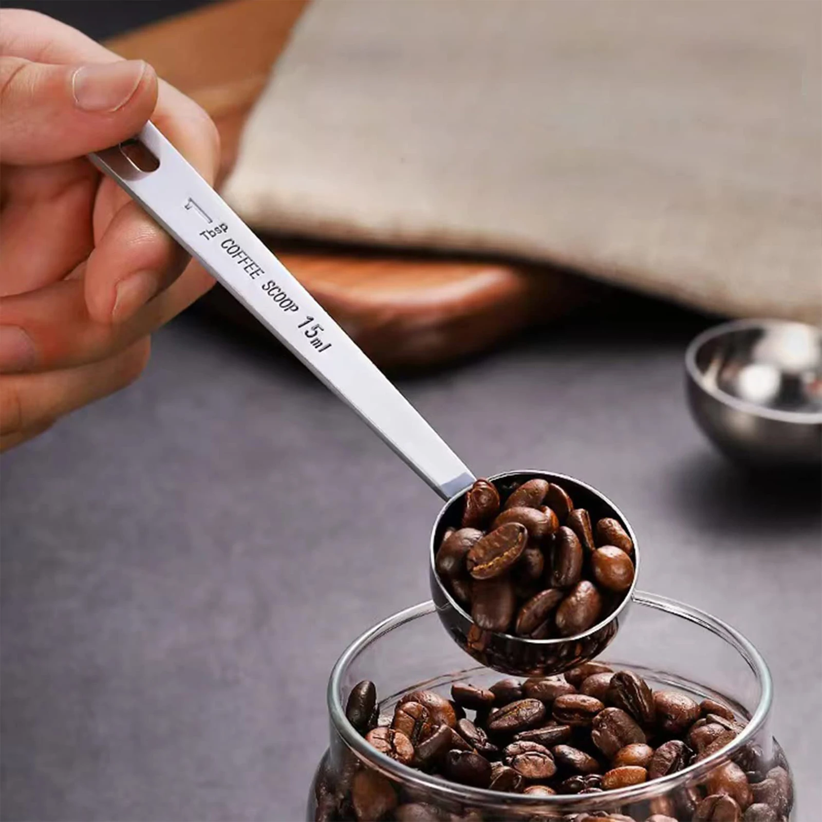 15/30ml Stainless Steel Coffee Scoop Measuring Spoon Milk Coffee Bean Spoon Long Handle Coffee Spoons Baking Coffeeware Tools