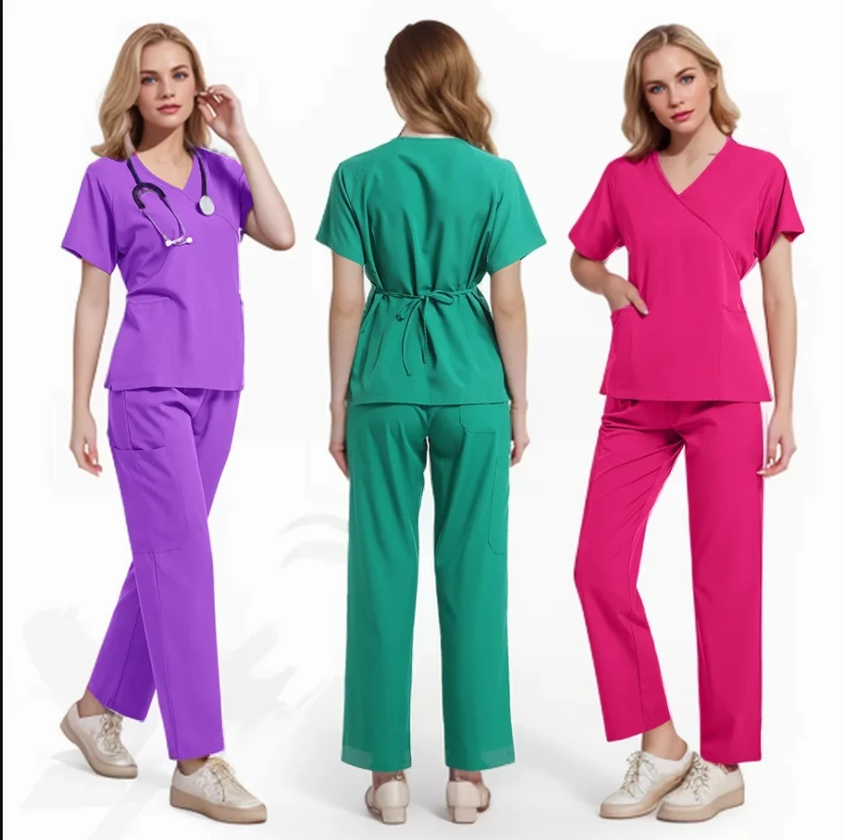 Slim Fitting Surgical Working Clothes Doctor Nurse Nursing Uniforms Women Medical Workwear Spa Dentist Lab Clinic Vet Scrub Suit