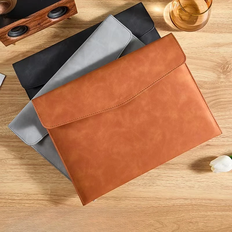 1pc, A4 Leather Document Storage Bag Briefcase Simple and Retro Single-layer Thick and Waterproof Large Capacity Business Bag