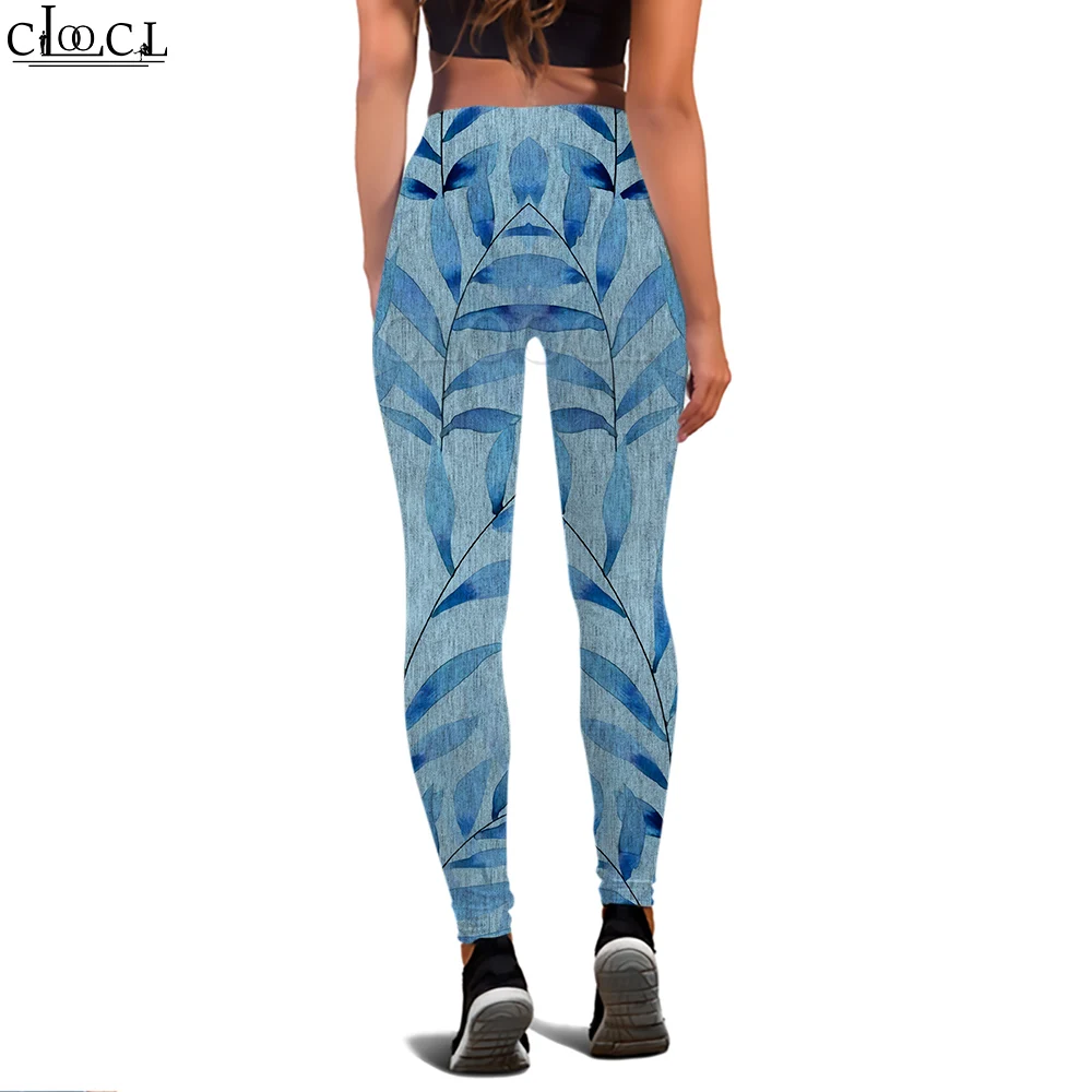 CLOOCL damskie legginsy Vintage oddział zielone liście 3D legginsy modne damskie spodnie sportowe spodnie do jogi dla kobiet