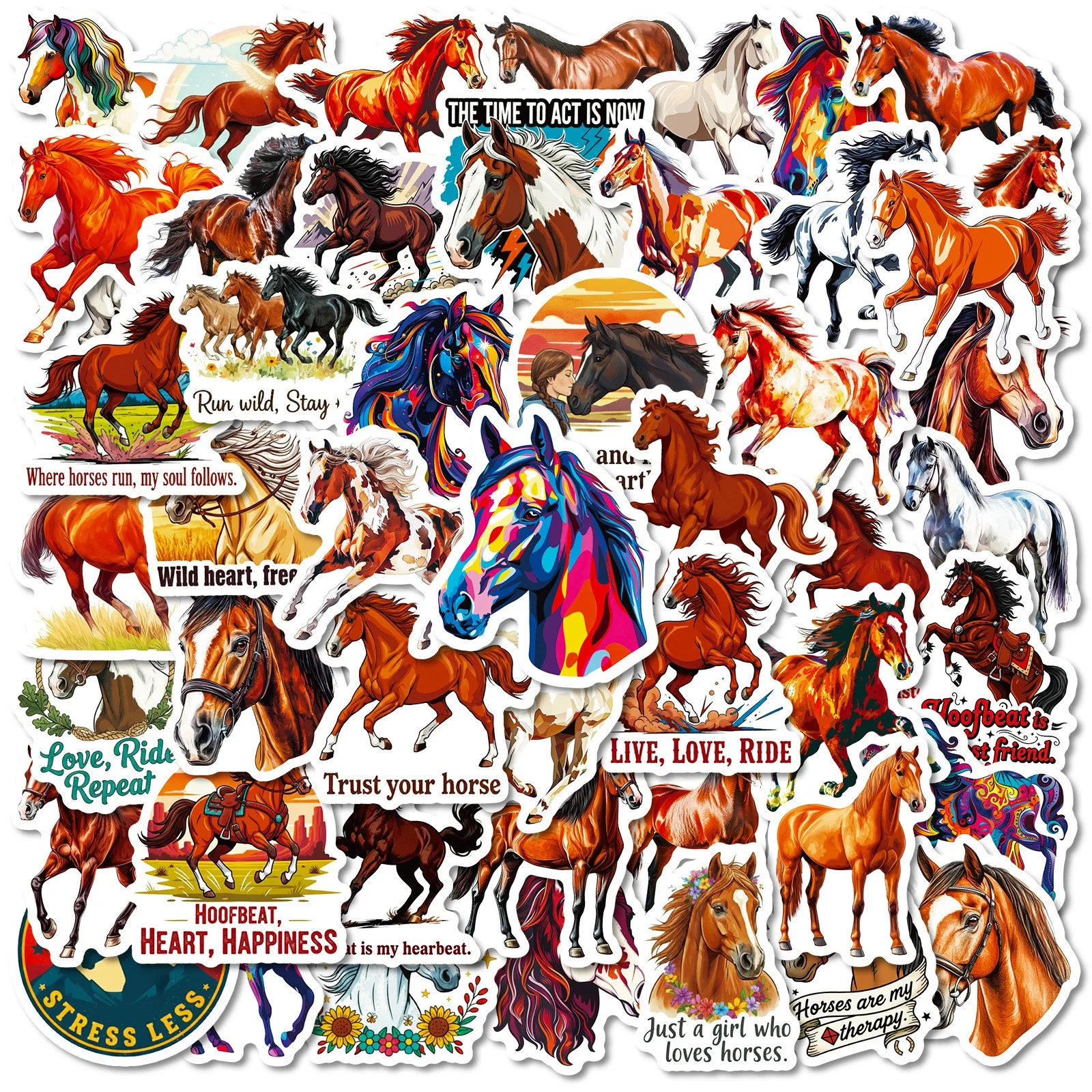 

10/56Pcs Funny Cartoon Animals Horse Equestrian Stickers Cool Horseman Cartoon Decals Phone Notebook Suitcase Graffiti Sticker