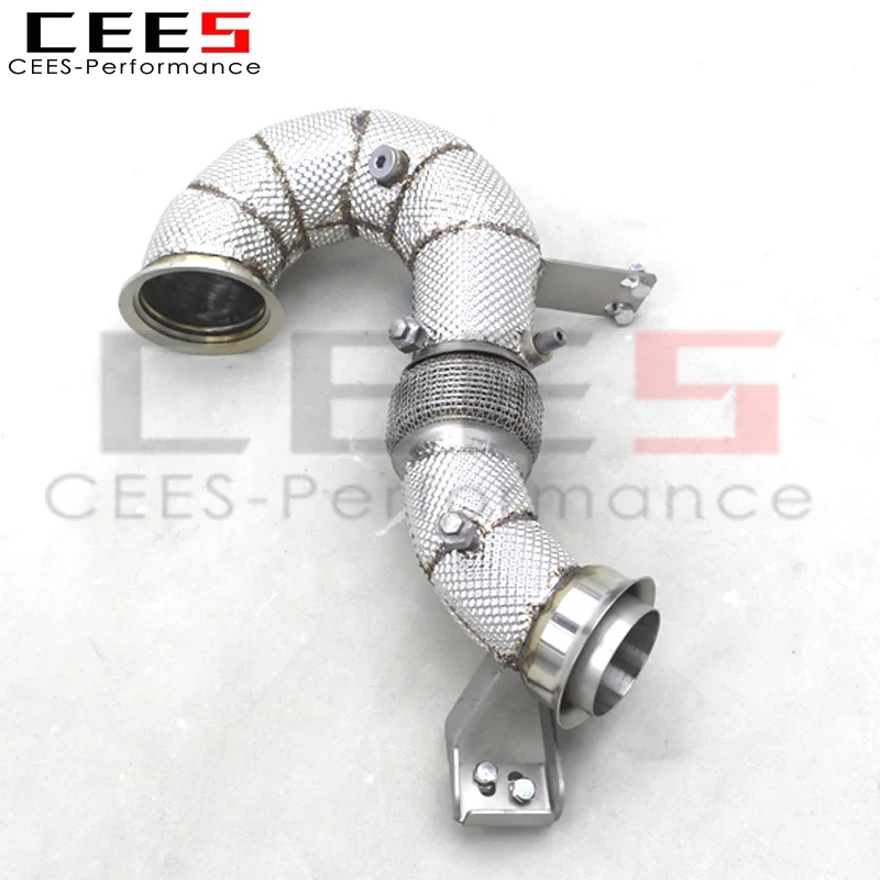 cees No Cat النازل لمرسيدس بنز AMG GT43 3.0T (2019-2023) العادم الحرارة درع تدفق مجاني أسفل الأنابيب صالح الأسهم SS304 العادم