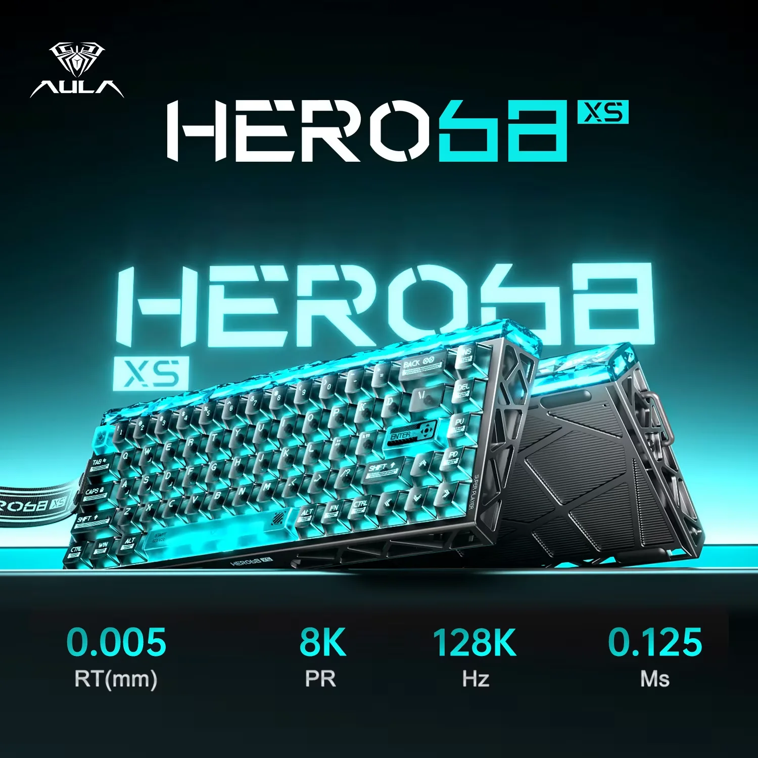 AULA HERO68 XS 68 Keys Tri-Mode Magnetic Switch Gaming Keyboard 8000Hz Polling Rate 6000mAh Battery RGB Backlit Programmable