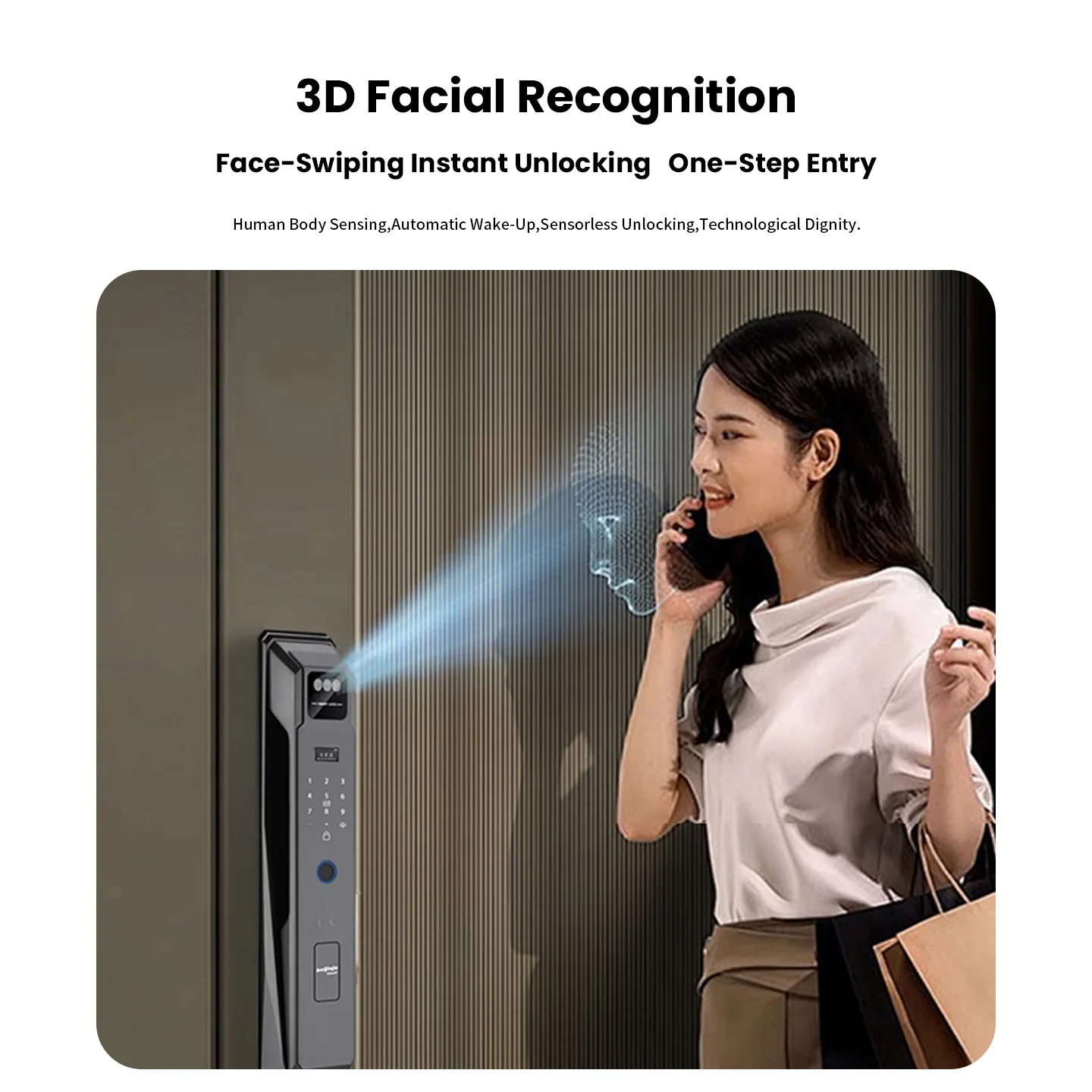 Tuya TTlock App Face Recognition Smart Fingerprint Password Key Card Smart Door Handle Lock for Wood Steel Gate Entrance Door