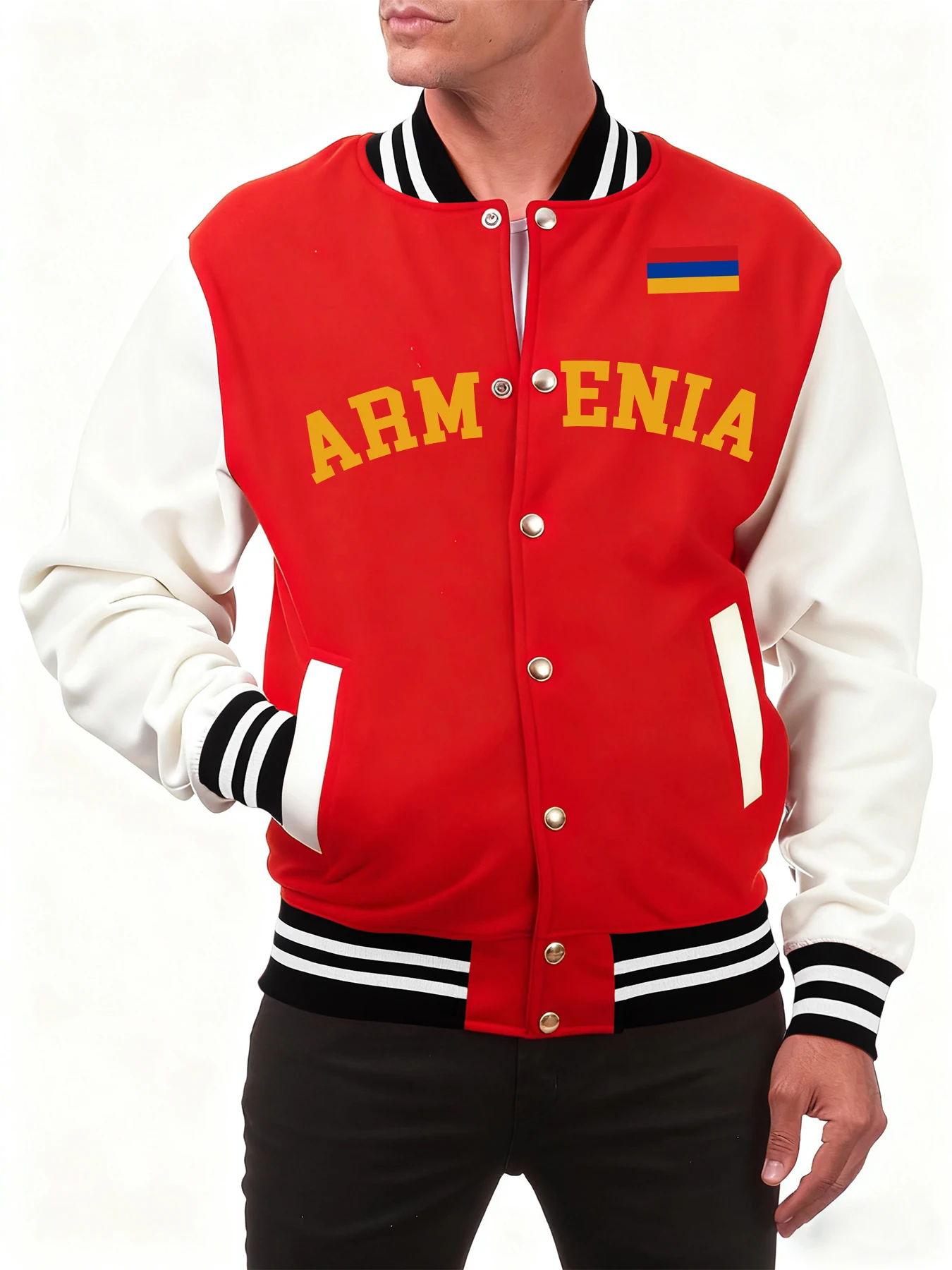 

Armenia Country Letter Print Men Baseball Coat American Loose Jackets Fleece Autumn Streetwear Hip Hop Casual Unisex Clothes