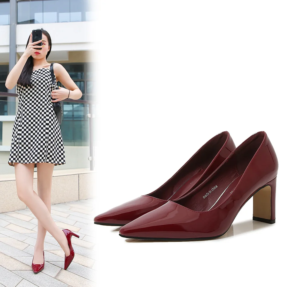 

Ladies High Heel Pumps Women New Shallow Mouth Design Heel High-End Solid Luxury Large Size Brand Shoes Sexy Office Work