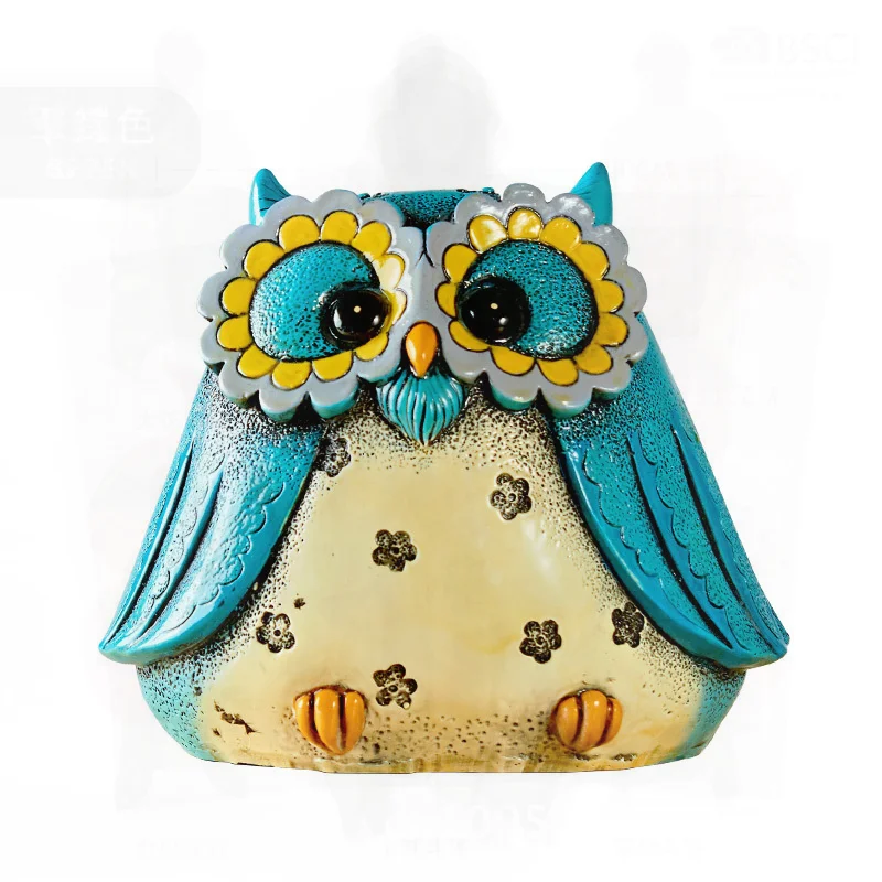 

Cute Owl Resin Piggy Bank Cartoon Animal Coin Savings Bank Hand-Painted Decorative Money Box Foreign Trade Quality