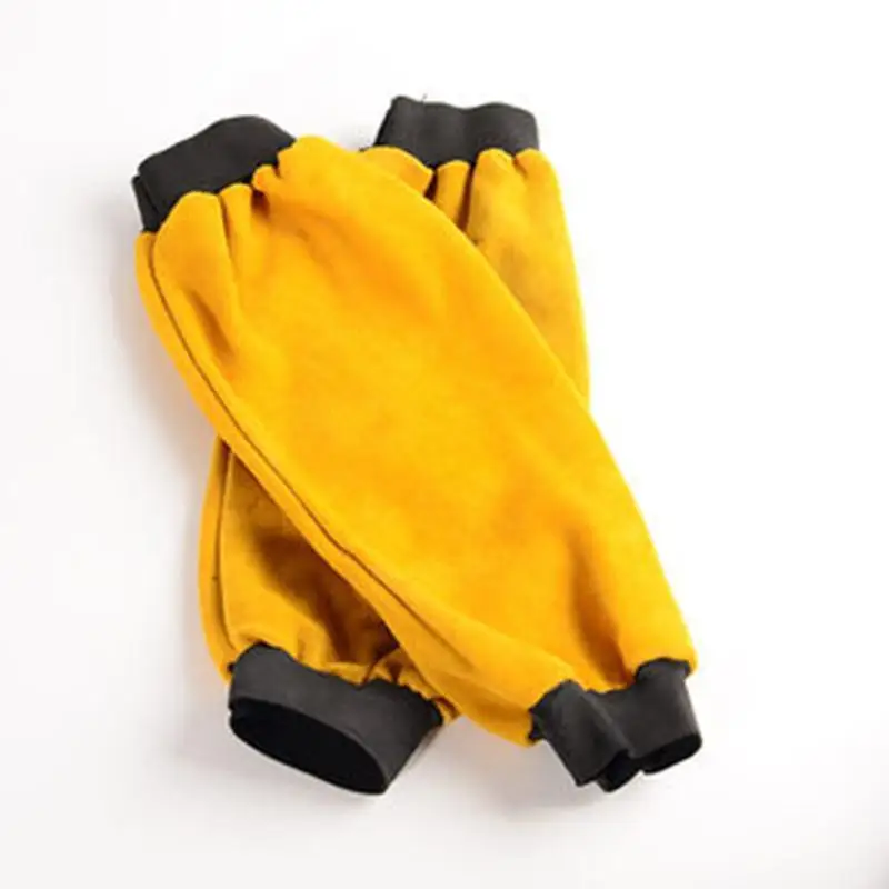 2 Pieces PU Leather Welding Sleeves Heat Resistant Flame Retardant Arm Protection Portable Welding Arm Guard for Industrial Work