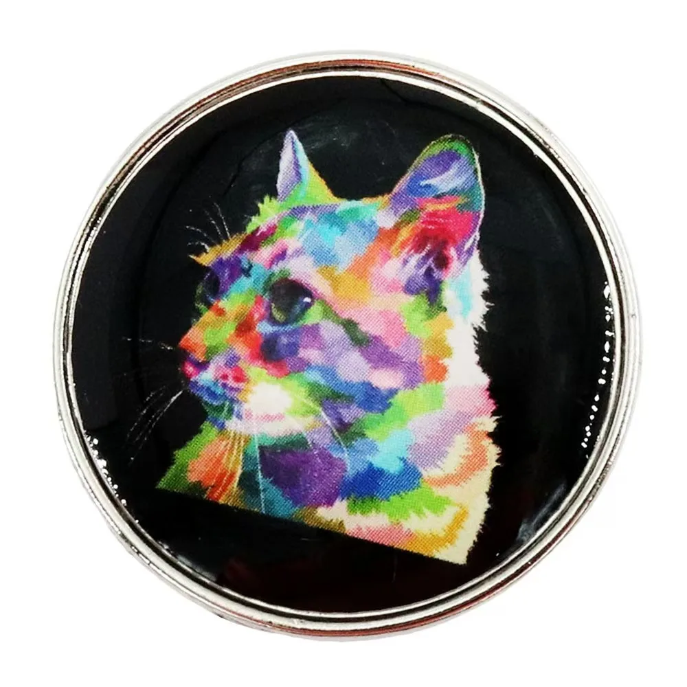 

Colorful cat black background brooch graffiti art animal badge fashion jewelry cat lover gifts