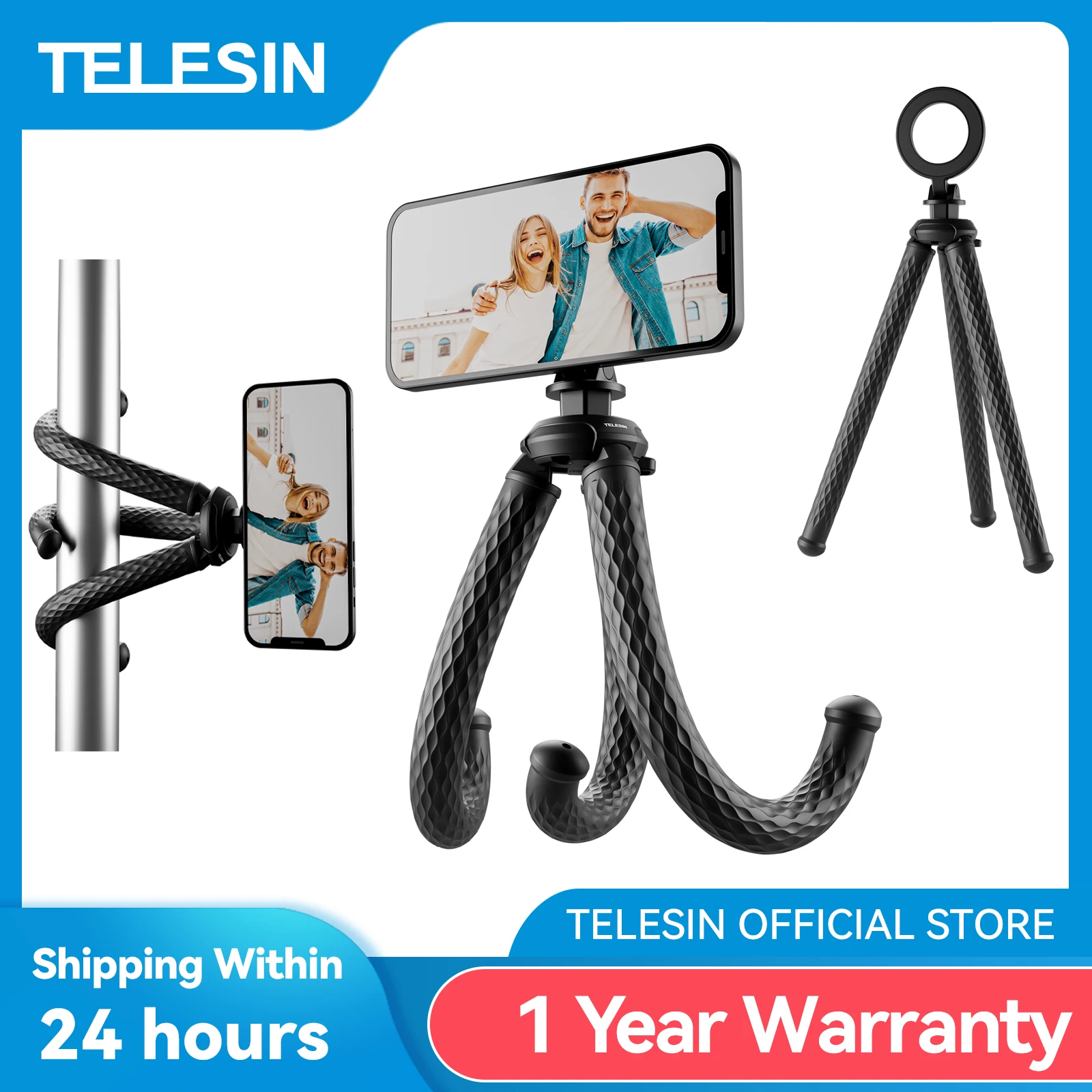 TELESIN Octopus Magnetic Quick Release Tripod Phone Hold For Mobile Phone Holder Clip Smartphone Monopod Tripe Stand Mini Tripod