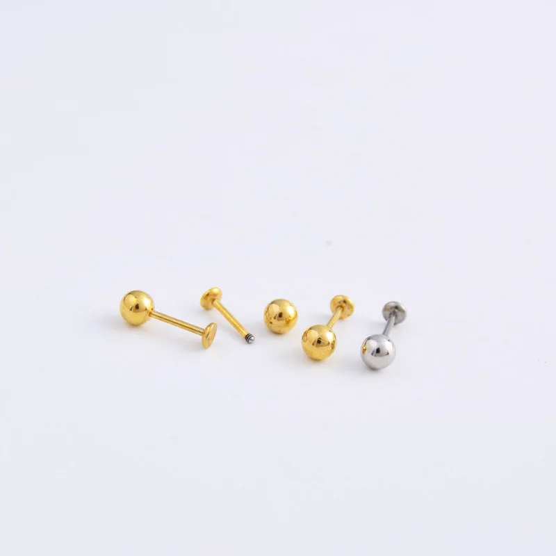 10pcs Stainless Steel Screw Back Spherical Stud Earring Base Setting Blank 2 2.5 3 3.5mm Bowl Shape Settings Diy Ear stud