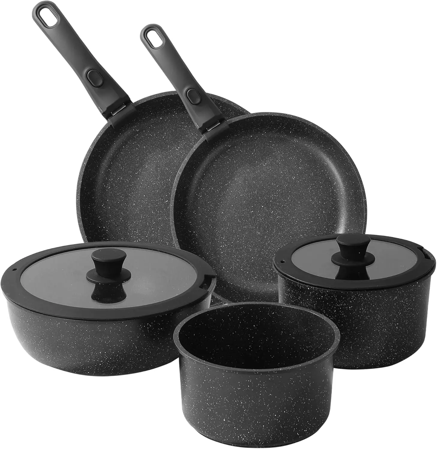 

Ceramic Cookware Set 9-Piece Cookware Set with Removable Handles Skillet Casserole Set Healthy Induction Cookware Oven Safe