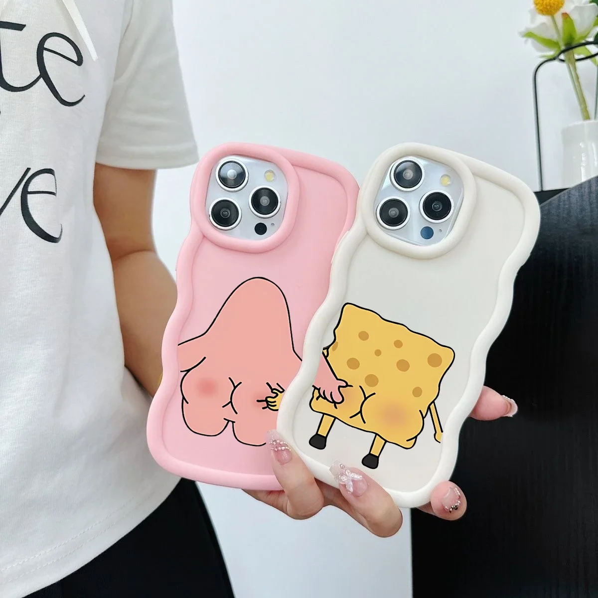 Phone Case For OnePlus Nord 4 CE2 CE3 Lite cover Soft Wave Side SpongeBobs Couple Silicone Cartoon Anti-Knock