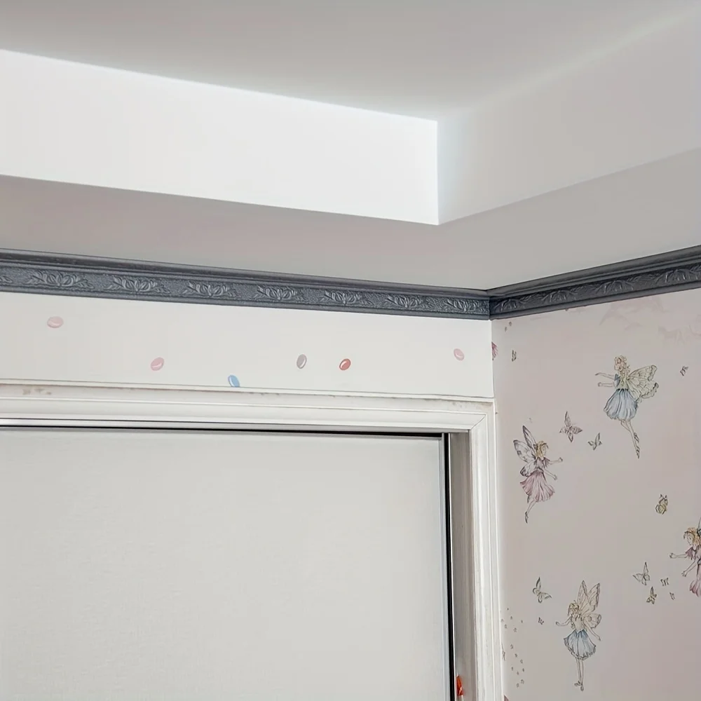 2pcs Emboss Self Adhesive celling wallpaper edge strip sticker Baseboard Molding Trim Decorative Wall Lines Peel and Stick - view 6