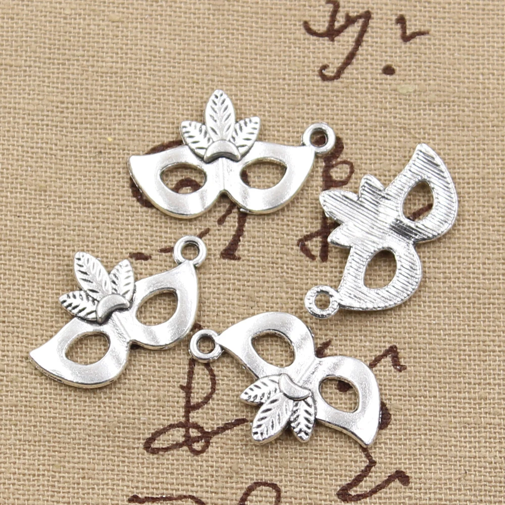 

15pcs Charms Party Mask Masquerade Mardi Gras 24x15mm Antique Silver Color Pendants Making DIY Handmade Tibetan Finding Jewelry