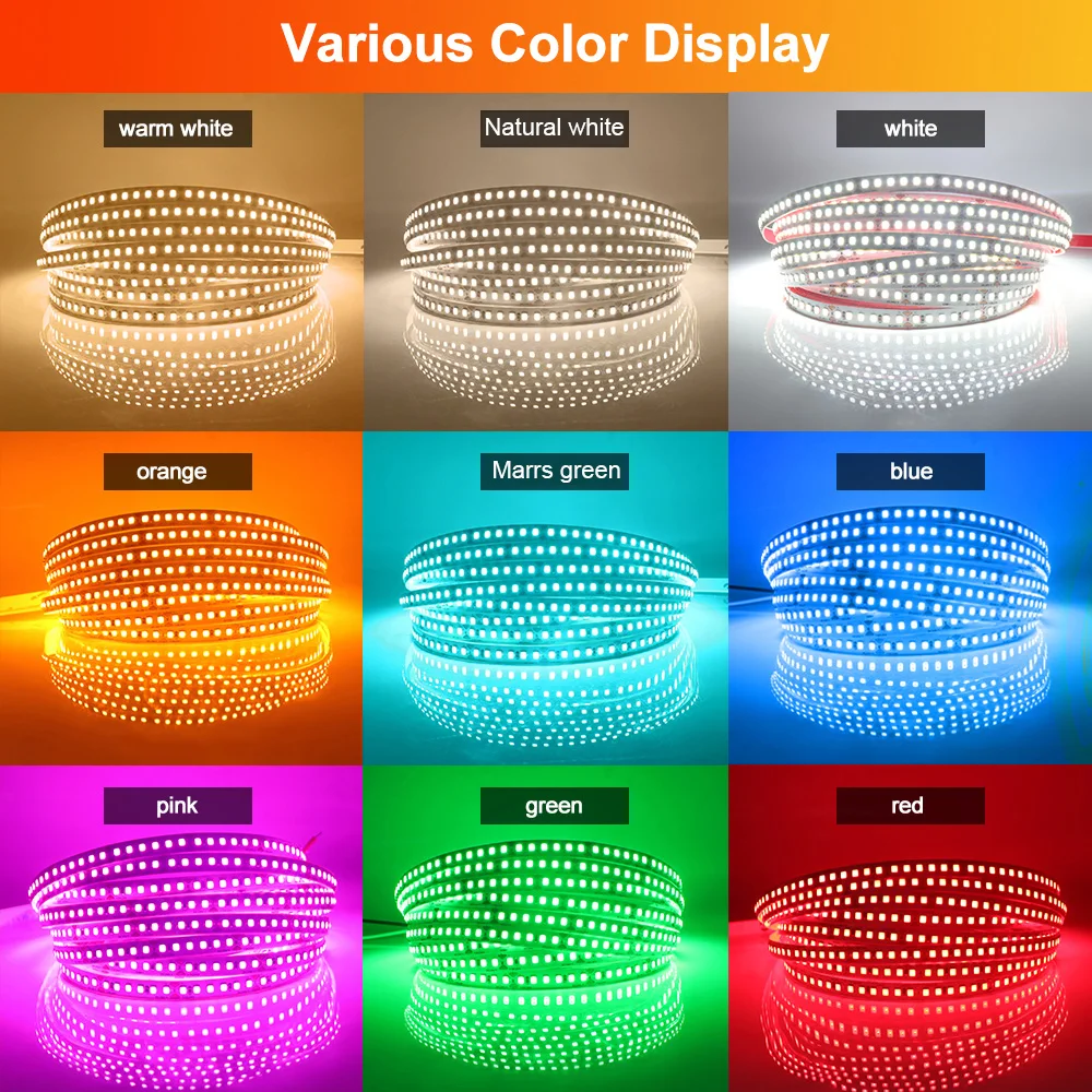 12v 24v 5m 10m SMD 2835 Led Strip Light Flexible LED Tape Lights High Bright 180Led/m with 2pin WIre Home Decoration 11 Colors