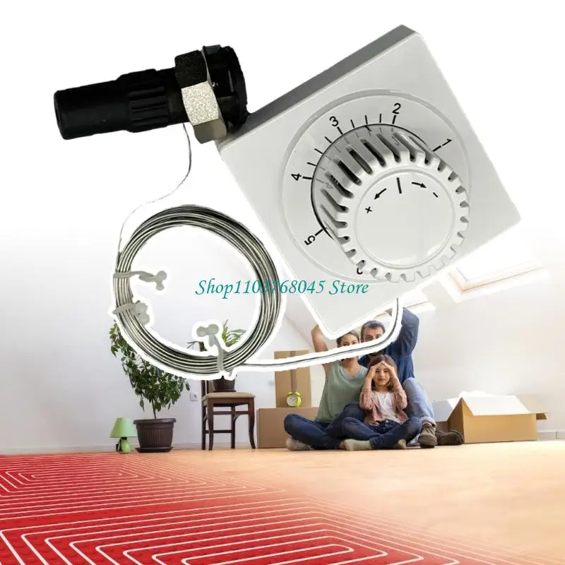 R53F Remote Operated Thermostat Head with Flexible 5000mm Tube Suitable for Accurate Temperature Regulation In Small Space