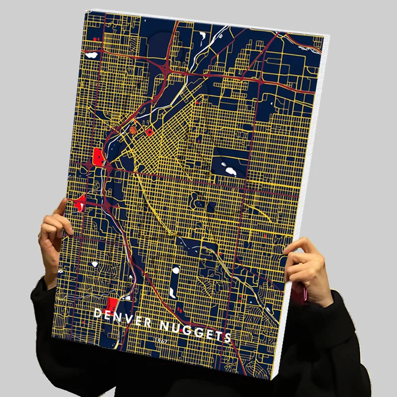 Póster impreso de Denver Nuggets Pepsi Cente, jugador de fútbol, pintura en lienzo personalizada, arte de pared, adornos de habitación, decoración Interior del hogar
