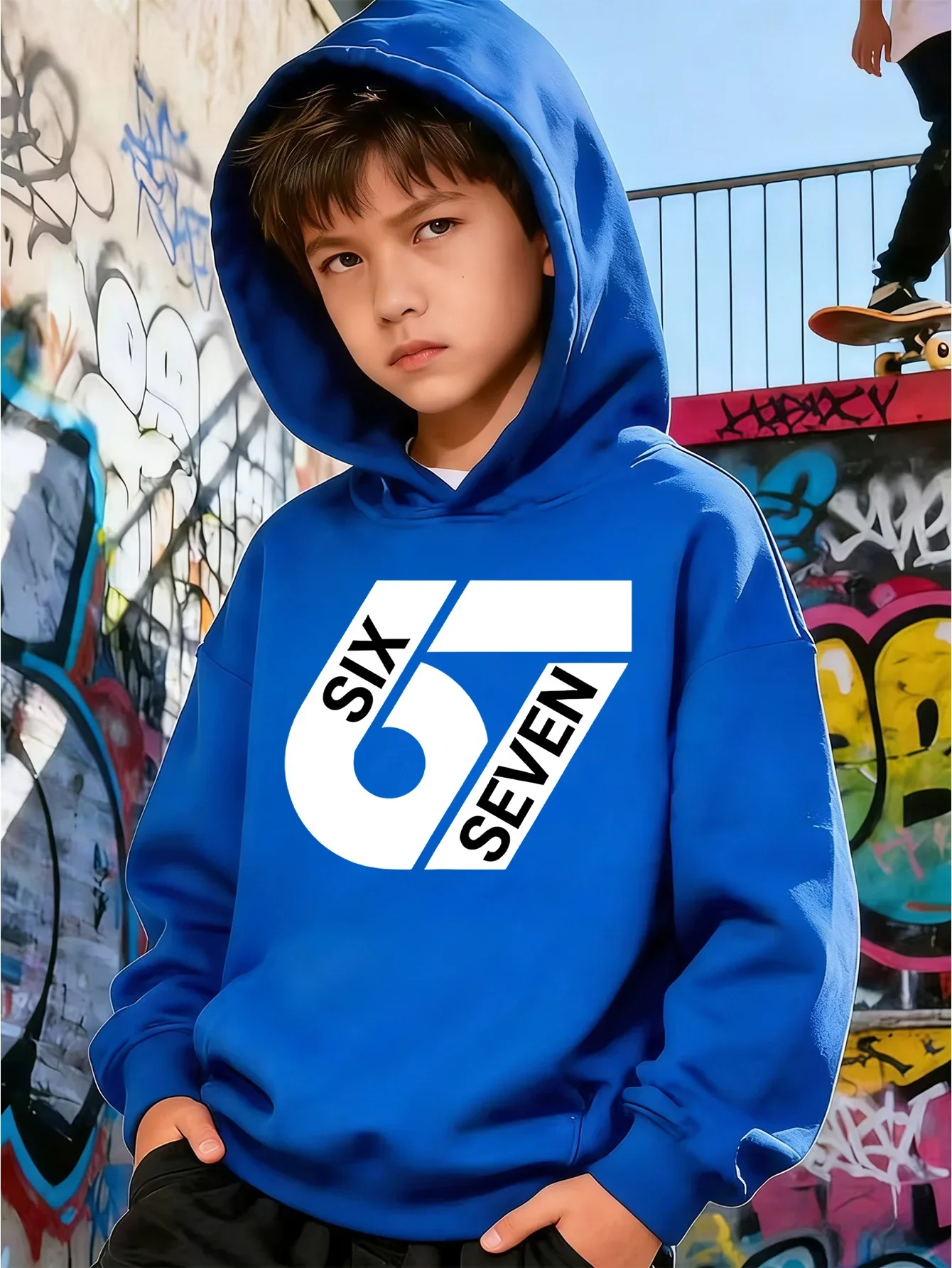 Kids Boys Girls Number 67 Graphic Hoodie Black Printed Six Seven Sweatshirt School Clothes Birthday Present Autumn Tops 3