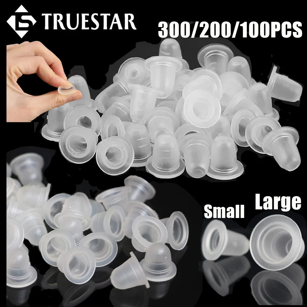 300/200/100PCS Disposable Silicone Tattoo Ink Cup Small/Large Size Permanent Makeup Tattoo Eyebrow Ink Pigment Container Caps