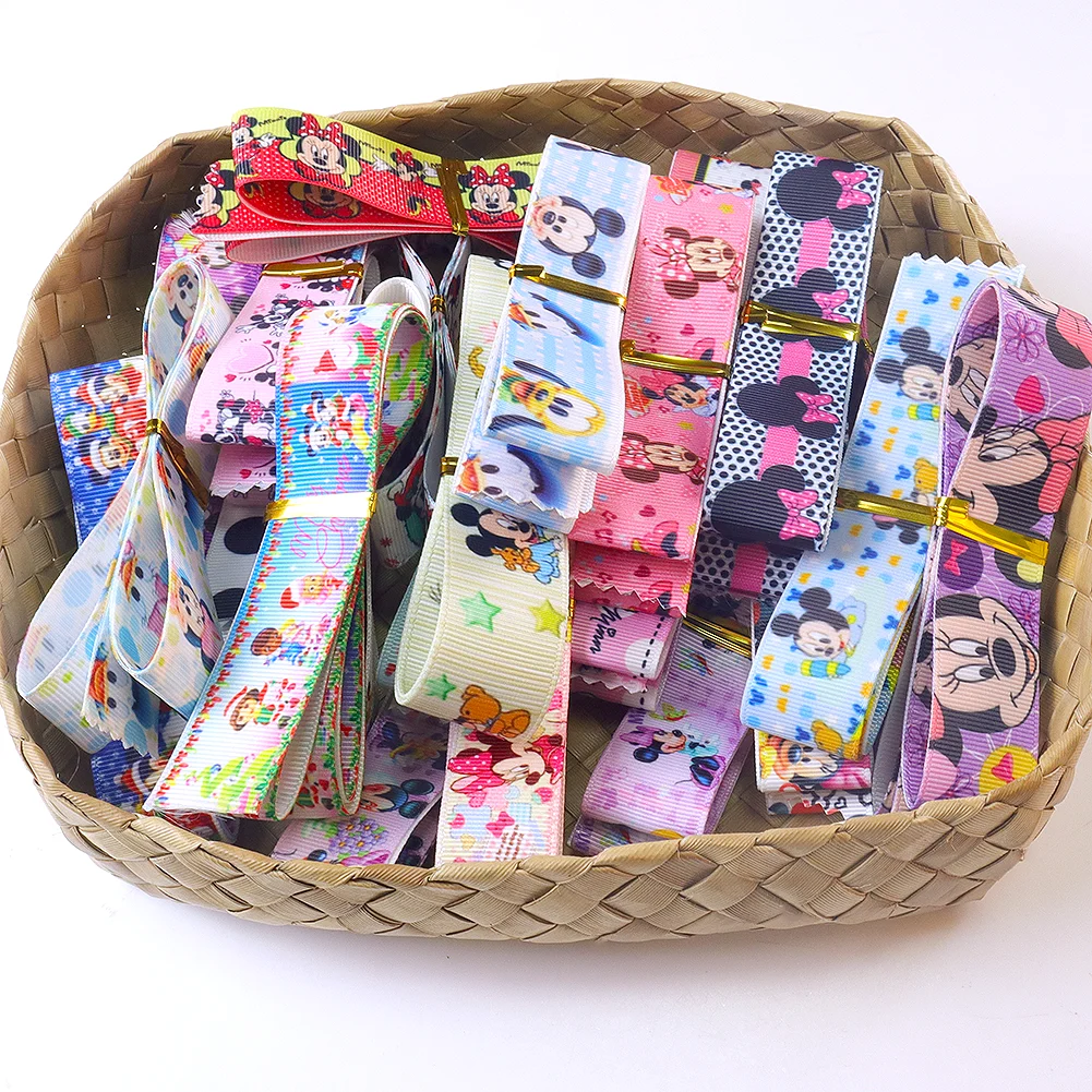 Mickey Minine Disney Random Pattern Mixed Cartoon Printed Grosgrain Ribbon for Wristband Gift Hairbow