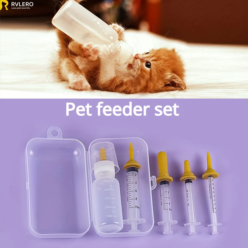 Pet Feeding Device Set Cat Dog Care Bottle Syringe Suit Newborn Kitten Feed Device with Feeding Bottle Puppy Medication Device