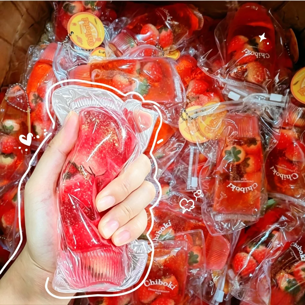 Kawaii Transparent Jelly Bottle Squishy Toy Non-Rebound Fruit Squeeze Toy Sensory Stress Relief Desk Decor Toy Adults Kids/ASMR
