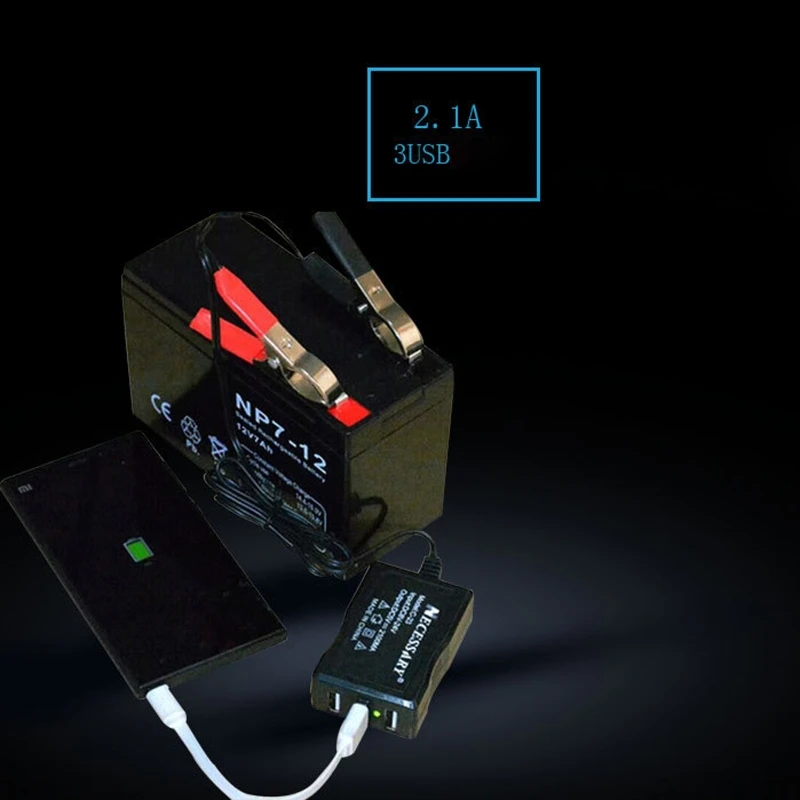 Convertisseur avec pince batterie 8V-24V, adaptateur d'alimentation USB, régulateur chargeur, 3 ports, identification