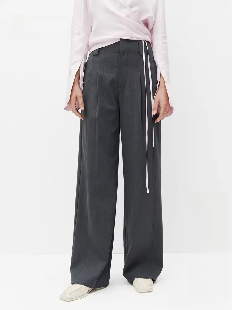 

Edition Women's Autumn Wide Leg Casual Pants Beautiful Woolen Spun Faionable All-Match EBC3PAT00 Casual Pants