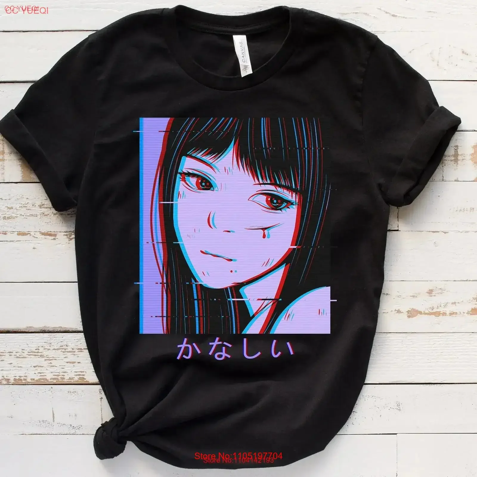 

Sad Anime Girl T Shirt Japanese Vaporwave Aesthetic Harajuku Emo s vintage Washed Breathable Slightly Soft graphic Unisex