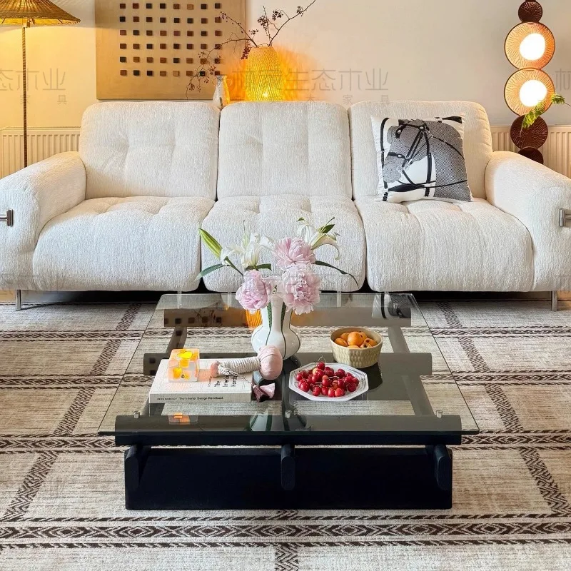 #Transparent Glass CoffeeTable Modern Decoration Living Room Nordic Coffee Table Cheap Space Saving Mesa Auxiliar Home Furniture