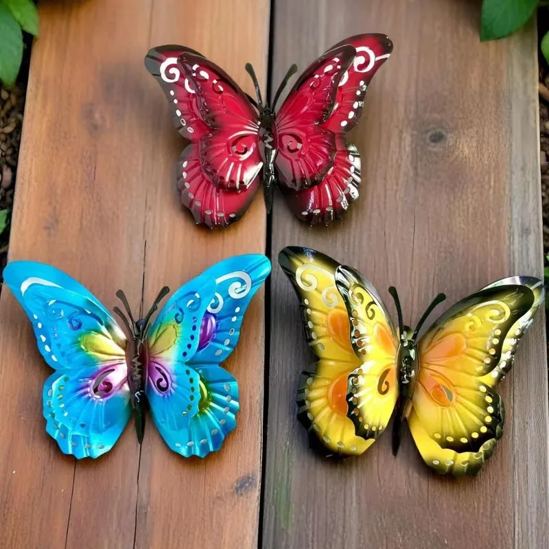 Garden fence iron art wall decoration crafts double-wing butterfly fence decorative wall hanging