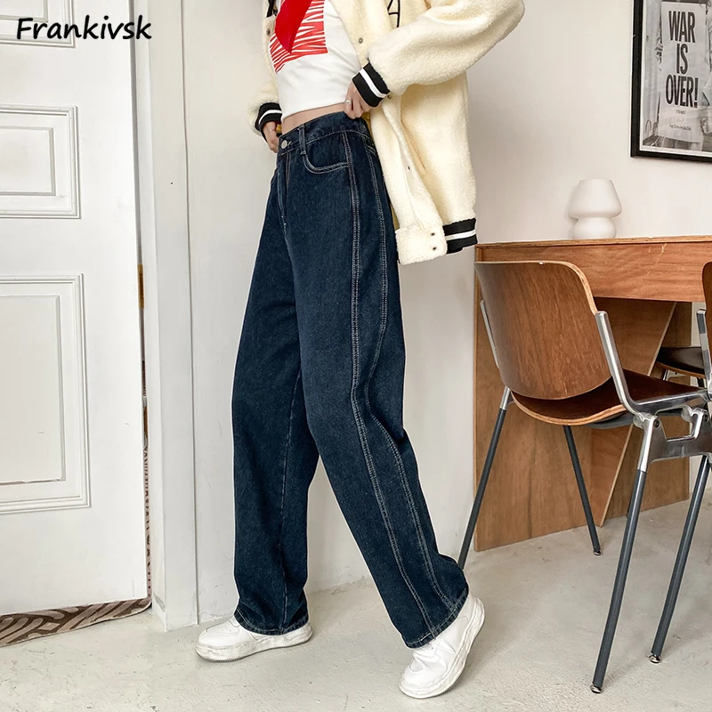 

Jeans for Women Autumn Simple Hipster American Style Harajuku High Waist Fashion Baggy Vintage Hotsweet Denim Trousers College