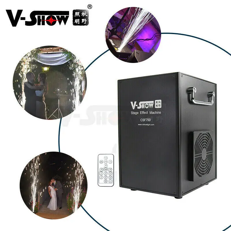 V-Show  2pcs with Flight case  Large 750 Watt Cold Spark Machine Stage Effect for Wedding Shipping from USA Warehouse