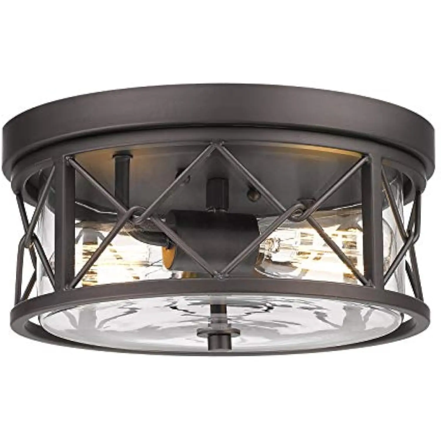 

2-Light Flush Mount Ceiling Light, 12 Inch Kitchen Light Fixtures Ceiling with Clear Glass Cover, Oil Rubbed Bronze Finish, Zy