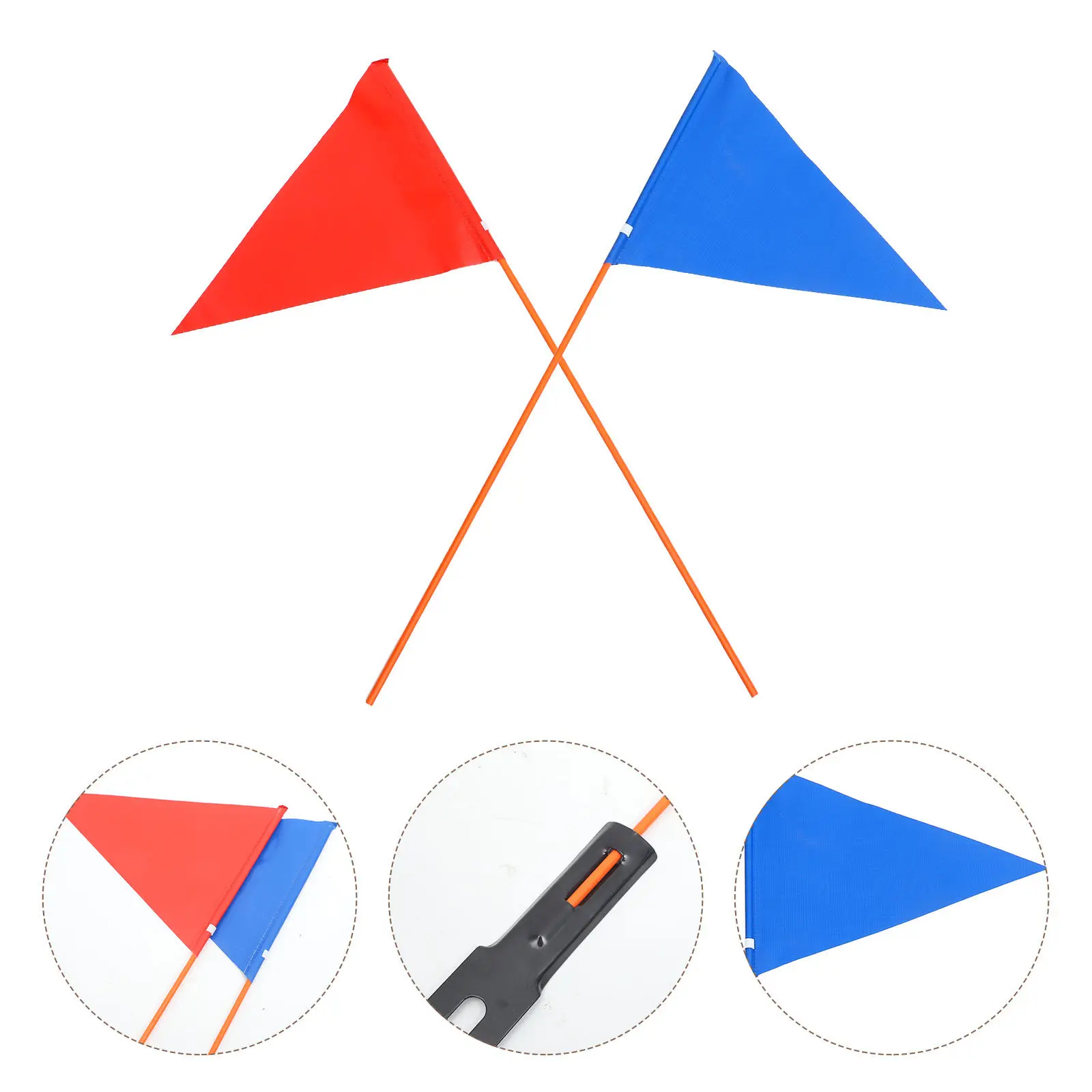 

2 комплекта велосипедных флагов безопасности для горных велосипедов, сверхпрочные, для использования на улице, с креплением на вынос руля, портативный, компактный дизайн