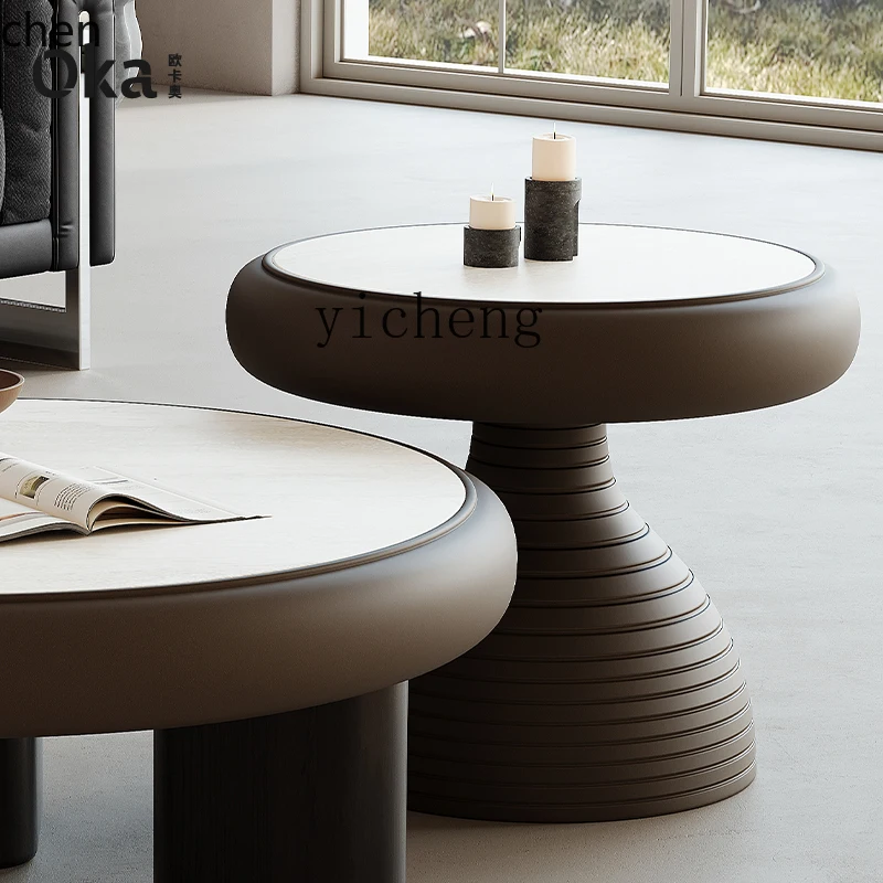 YFY  marble walnut color retro style Mianshan coffee table anti-collision rounded corner coffee table
