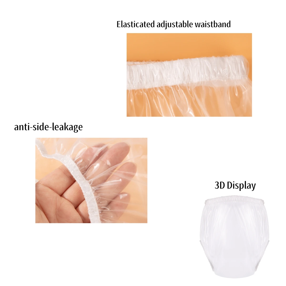 1 قطعة واضح الكبار بولي TPU مقاوم للماء سلس البول حفاضات مرونة قابلة لإعادة الاستخدام حفاضات السراويل لكبار السن المعاقين دروبشيبينغ