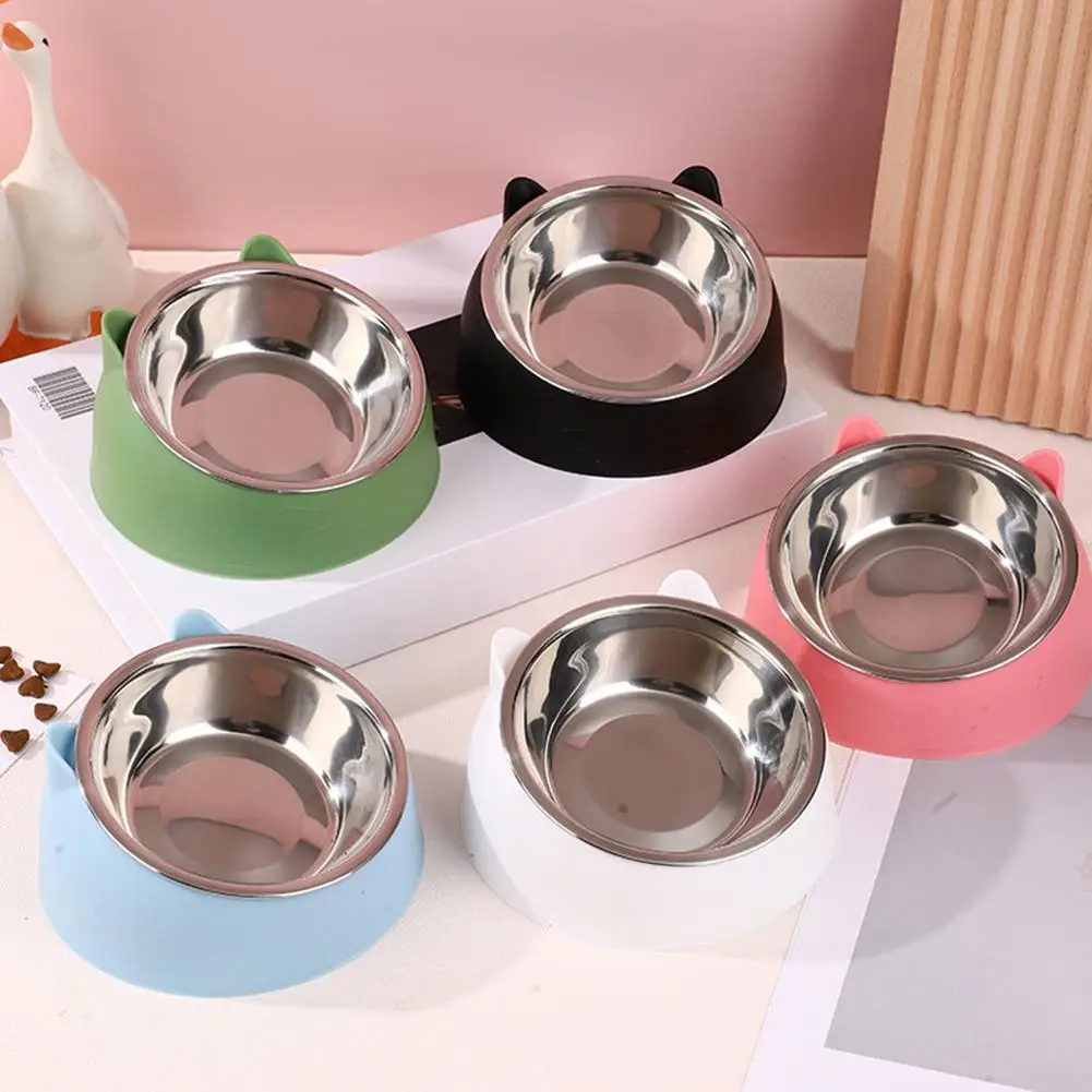100ML Katzenschüssel 15 Grad Erhöht Rutschfest Verbesserte Erhöhte Katzenschale für Futter und Wasser Edelstahlschüsseln für Katzen und Welpen – Detail 10