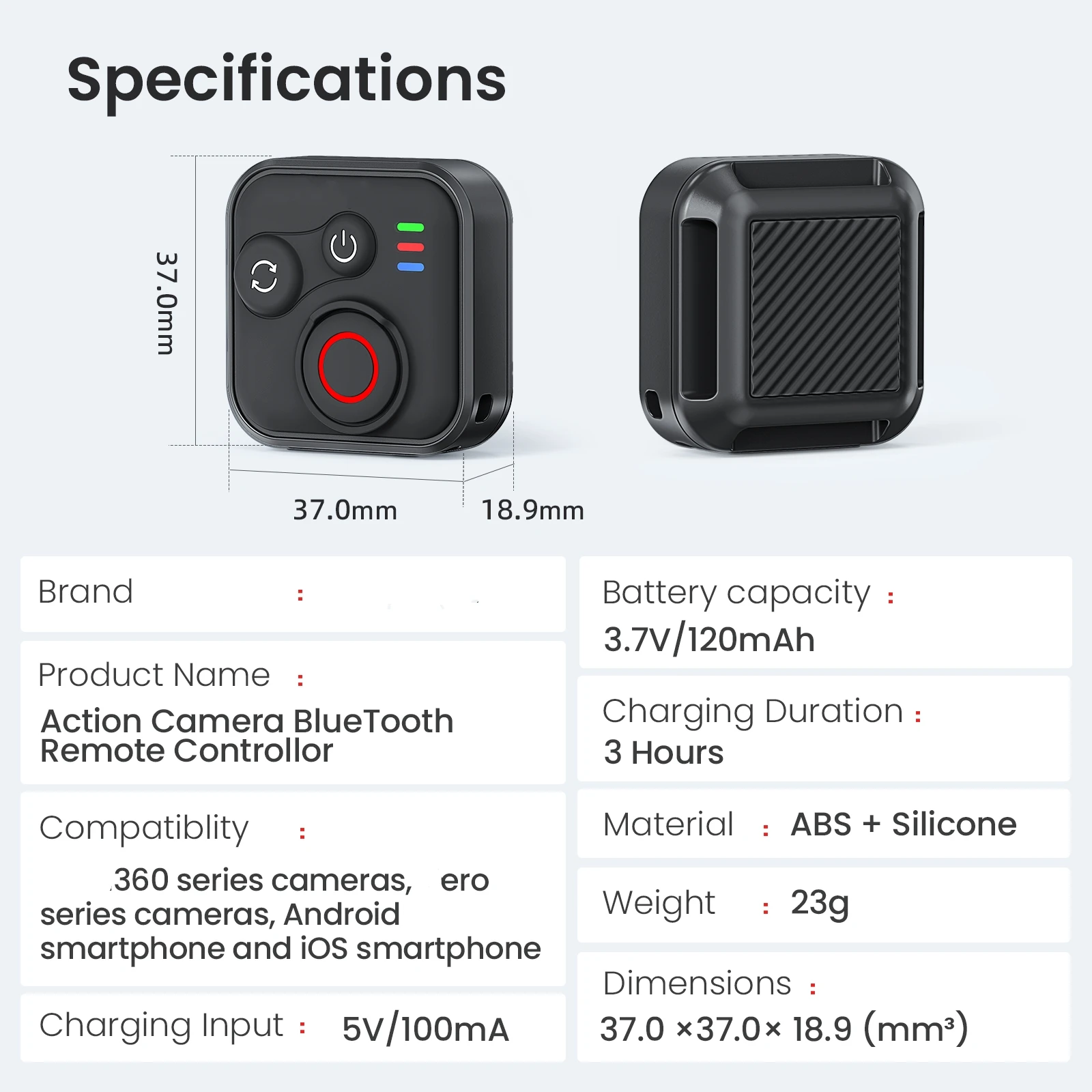 Remote Control For lnsta 360 X5 X4 X3 ACE PRO2 GO 3S Sports Camera BT 50M Remote Control with Charging Cable and Wrist Strap - Image 4