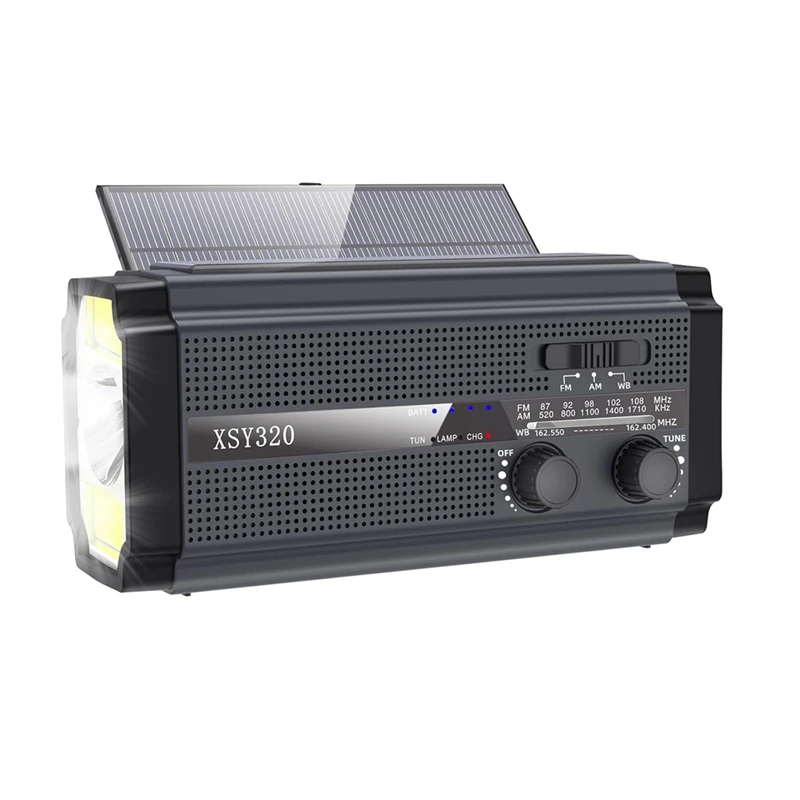 New Emergency Weather Radio Hand Crank Solar Radio Portable AM/FM/NOAA Radio with 5 Charging Modes Cell Phone Charger