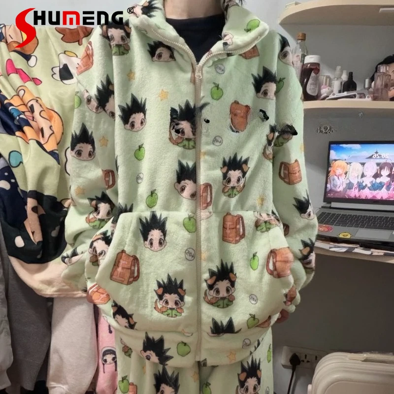 

Осенне-зимние оригинальные повседневные пижамы, женские милые комплекты на молнии в японском стиле, женские свободные наряды для сна High Street