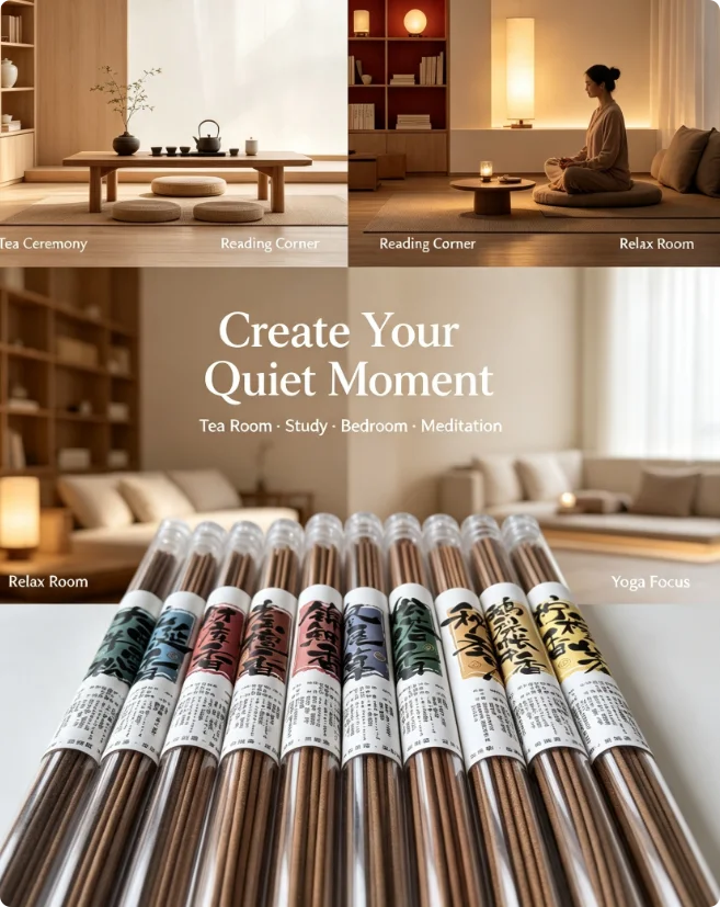 10 Natural Chinese Stick Incense Multiple Fragrance Variety Pack Handmade Woody Incense Sticks Clear Tube Packaging