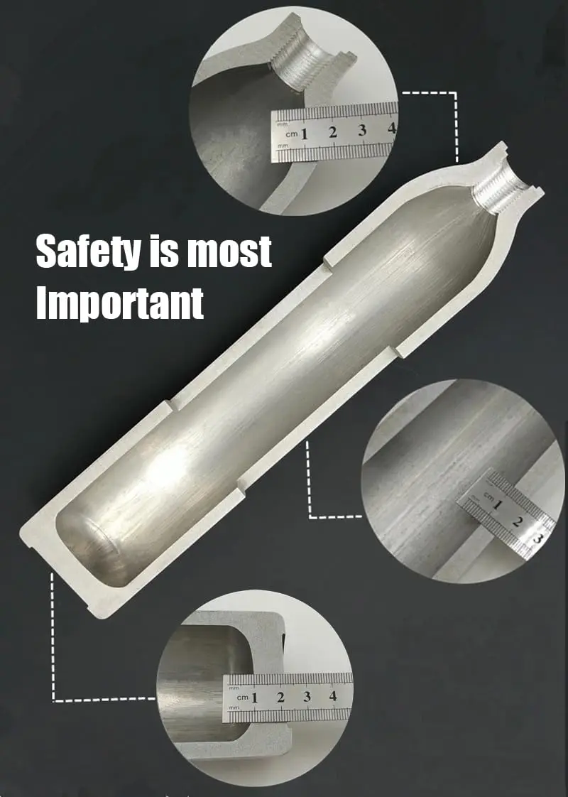 Bombola per Gas ad alta pressione del serbatoio dell'aria compressa bombola per bombola di CO2 0.25L 0.35L 0.5L 4500psi 30MPa 300bar M18 * 1.5 acquario subacqueo