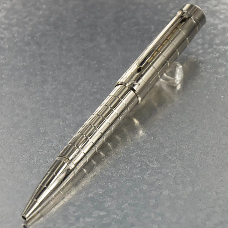 Luxury Classic Silver Checkered Ballpoint Pen With Box Office School Stationery With Smooth Writing